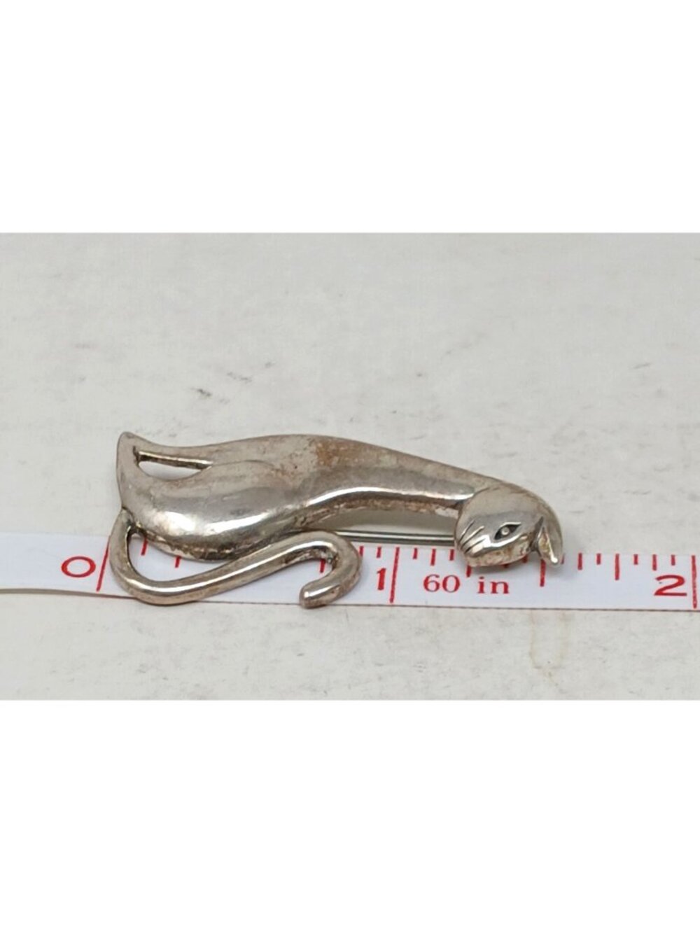 Vintage Jezlaine Sterling Silver Standing Cat Brooch Sitting Kitty Pin 925 #G-2 - Picture 6 of 7
